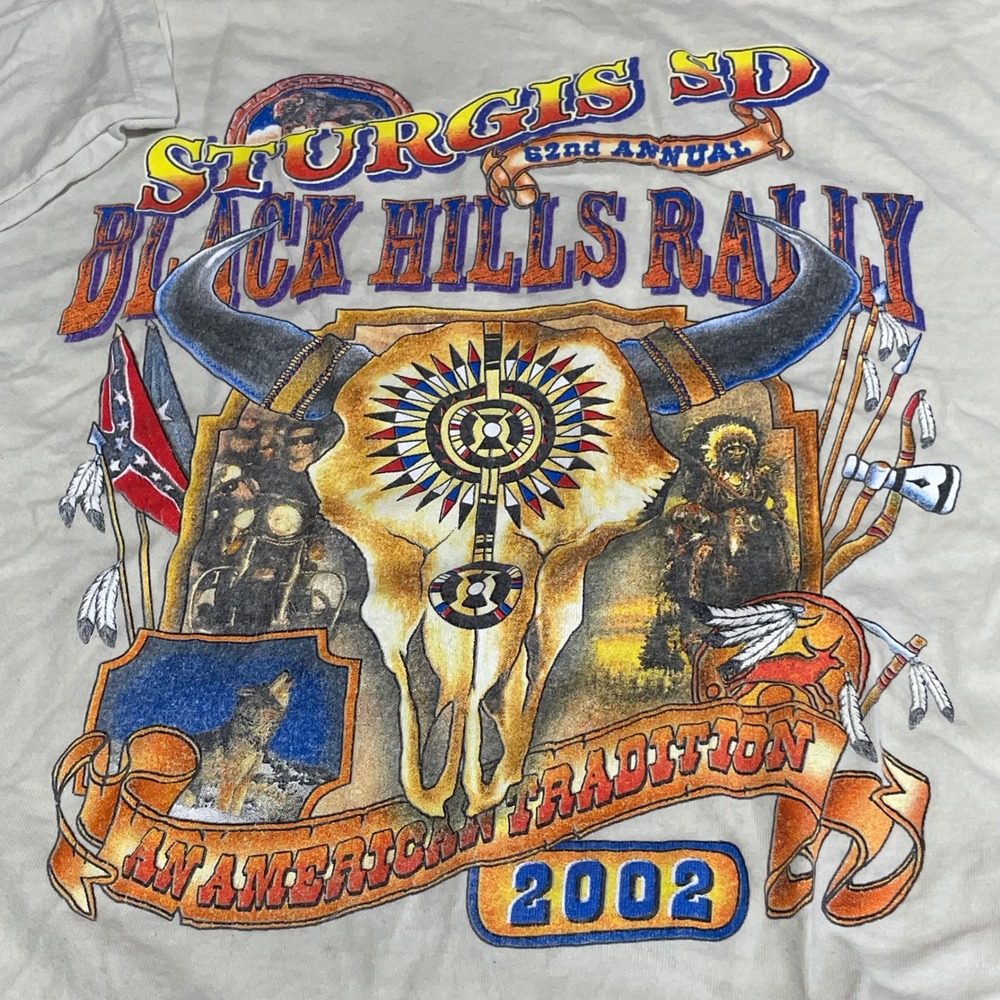 Sturgis SD 2002 Black Hills Rally 62nd‎ Annual Vintage Graphic T Shirt No Tab